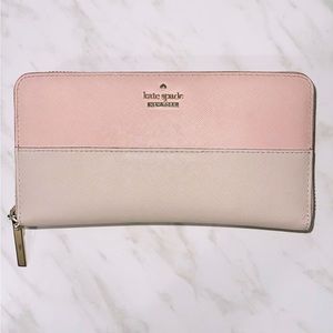 NWOT Kate Spade Staci Colorblock Large Continental Wallet Pink/ Beige